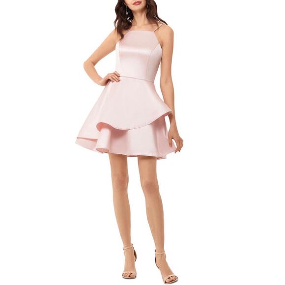 Betsy & Adam Dresses & Skirts - Betsy & Adam Satin Tiered Mini Fit and Flare Cocktail Dress Blush Pink Size 10